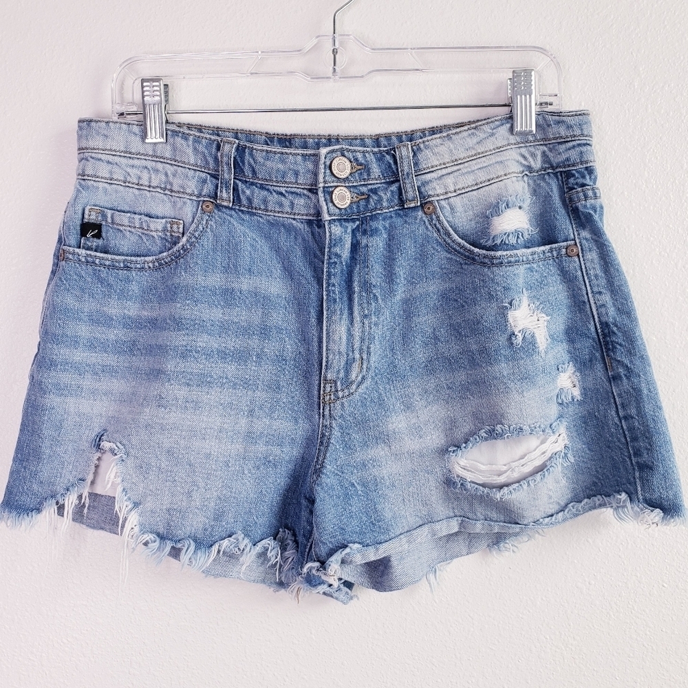 Kancan Distressed Denim Blue Jean Shorts